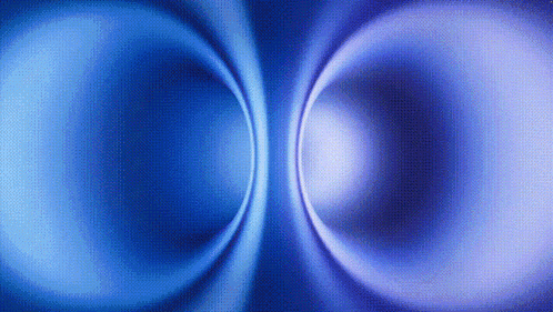 a blue background with two circles in the center