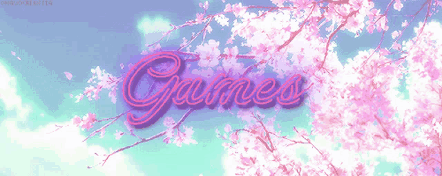 a picture of a tree with flowers and the word games