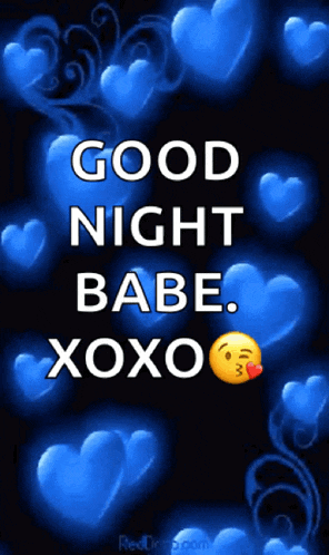 a poster with blue hearts and the words good night babe xoxo