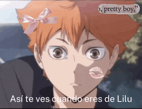 a picture of a boy with a pink bow on his head and the words pretty boy