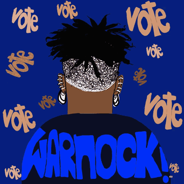 a drawing of a man with the word warnock written on his back