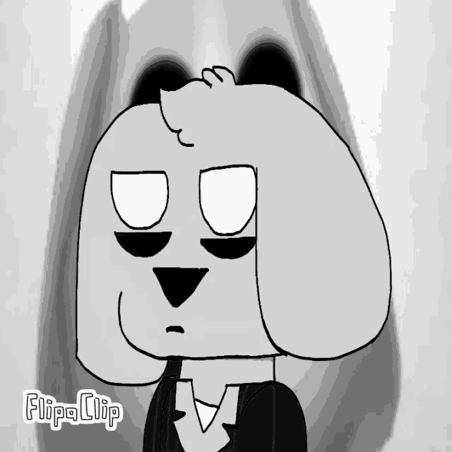 a black and white drawing of a dog that says flipa clip on the bottom
