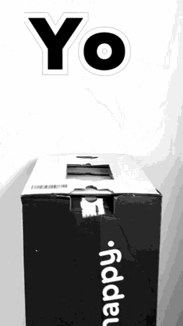 a cardboard box with the word happy on it