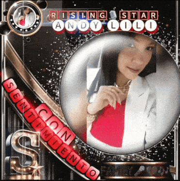 a picture of a woman with the words rising star andy lulu on the top