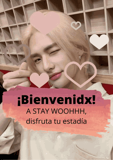 a poster that says bienvenidx a stay woohhhh disfruta tu estadia