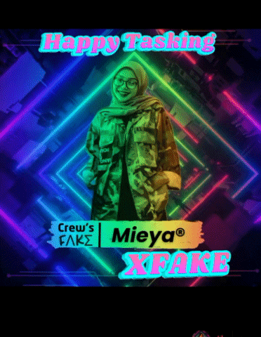 a poster that says happy tasking with a picture of a woman