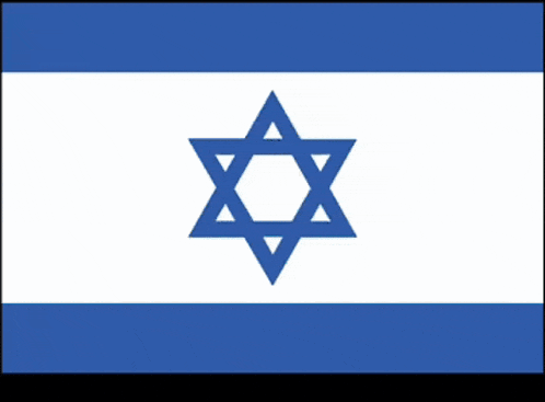 a blue and white flag with an arrow pointing up