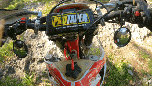 a motorcycle with a protaper handlebar pad