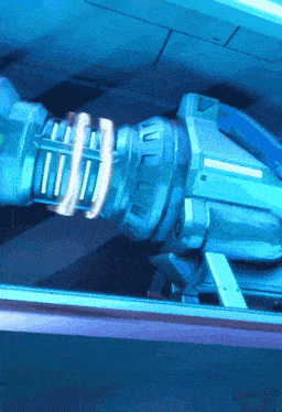 a blue object with a triangle on the bottom of it