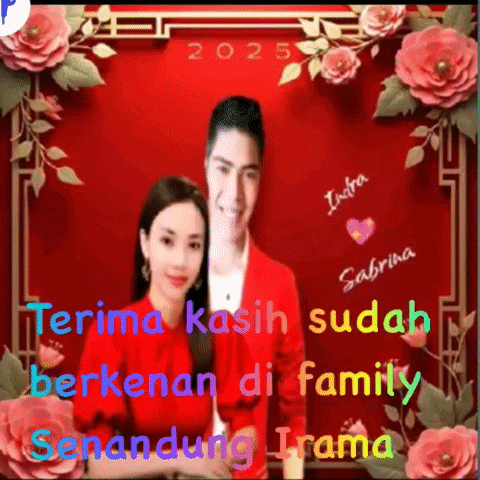 a picture of a man and a woman with the words terima kasih sudah berkenan di family surrounded by flowers