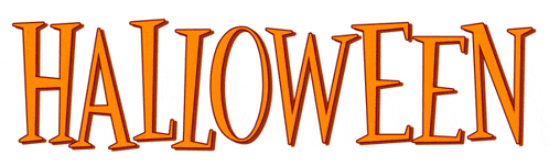 the word halloween is in orange on a white background