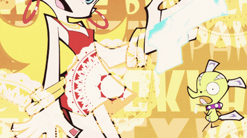 a cartoon drawing of a girl holding a piece of paper with the letter b on the background