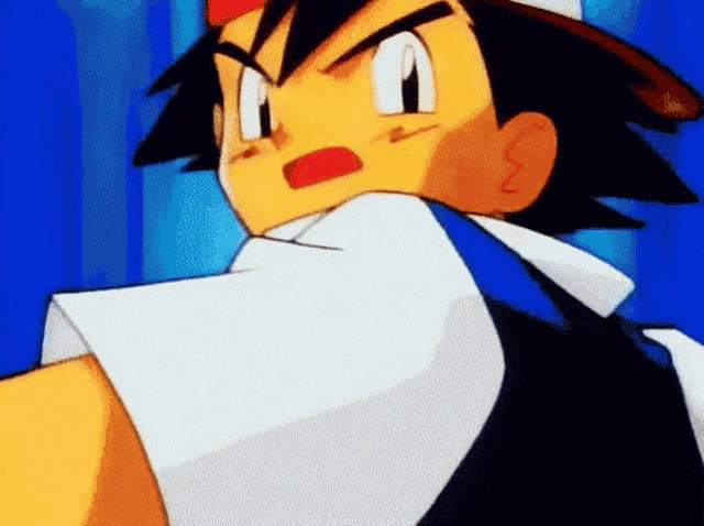 a close up of a cartoon character wearing a hat and a white shirt .
