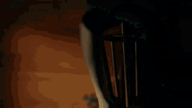two women standing in a dark room talking