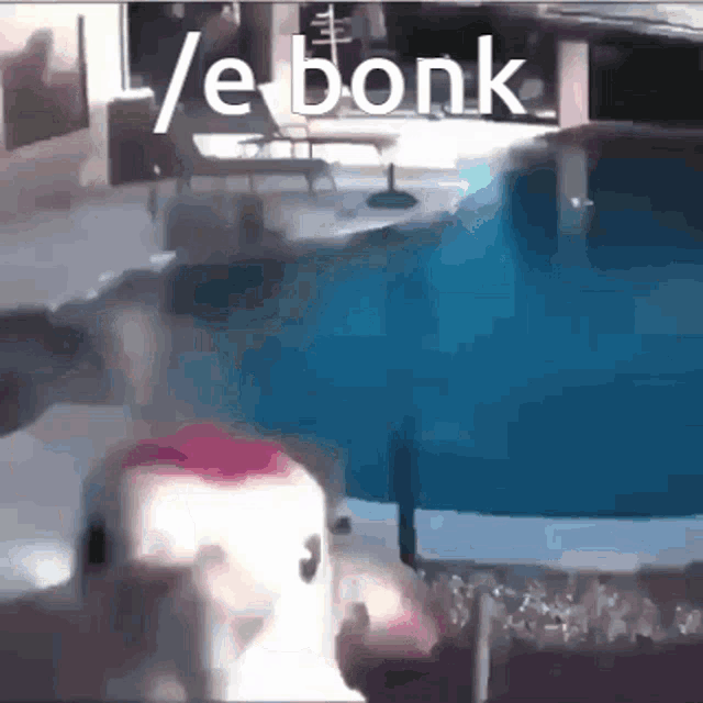 a picture of a swimming pool with the words / e bonk written above it