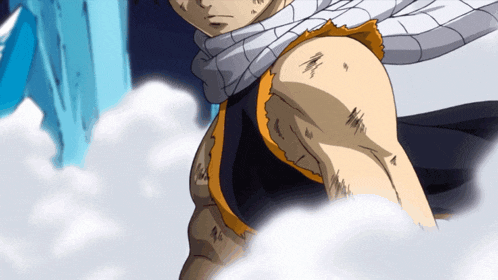 a cartoon character with a scarf around his neck is standing in the clouds