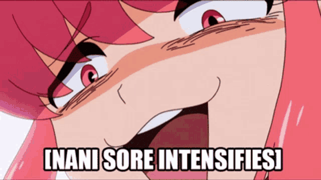a cartoon of a girl with the words inani sore intensifies written below her