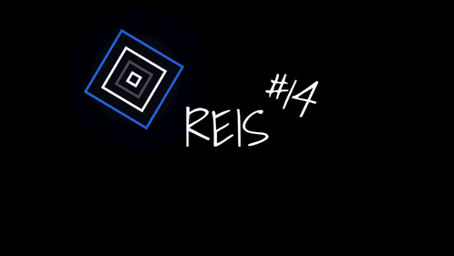 a black background with a blue square and the word reis