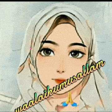 a cartoon drawing of a woman wearing a hijab with the words maalaikumusallam written on the bottom