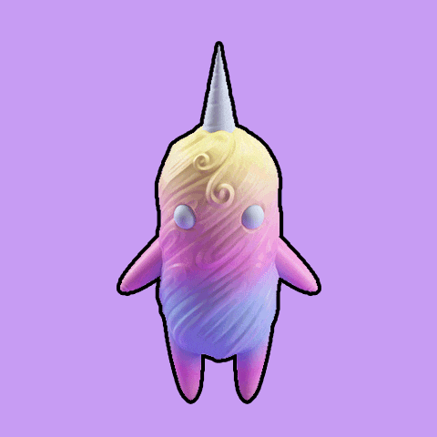 a colorful unicorn with a purple background and a horn on its head