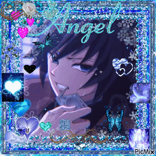 a picture of a boy with the word angel written on it