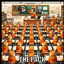 a bunch of foxes in a classroom with the pack written on the bottom right