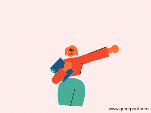 an illustration of a person holding a book with the words good luck above them