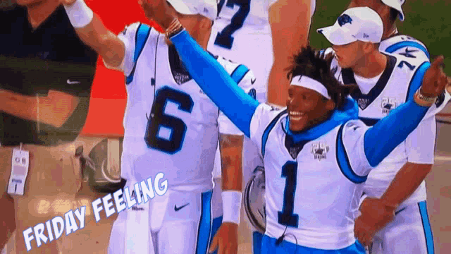 a football player with the number 1 on his jersey is celebrating