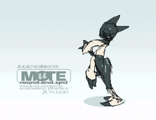 a drawing of a cat with the words mute round end spcl