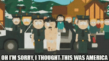 a cartoon of a group of police officers standing around a naked man with the caption oh i 'm sorry