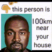 a picture of a man with a beard and the words this person is 100km near your house .