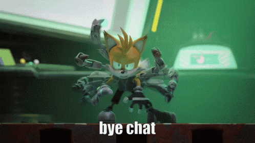 a picture of a cartoon character with the words bye chat below it