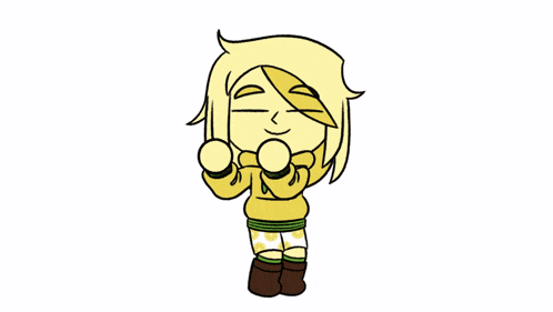a cartoon drawing of a girl wearing a yellow sweater