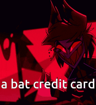 a cartoon character is holding a bat credit card in his hand .