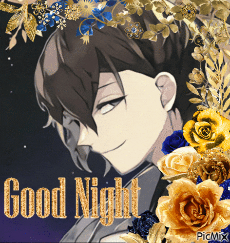 a picture of a man with the words good night