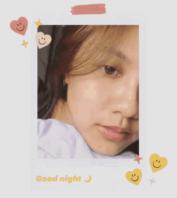 a picture of a person with smiley faces and the words good night