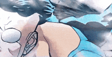 a cartoon of a person flying through the air with a sword .
