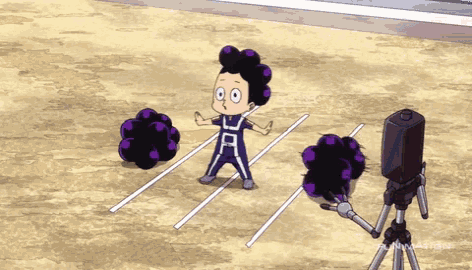 a cartoon character is standing in front of a camera that says animation on the bottom