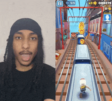 a picture of a man next to a picture of a game
