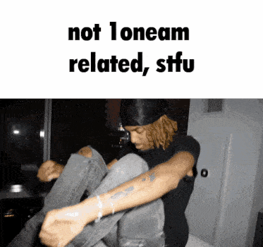 a man is kneeling down with the words not loneam related stfu