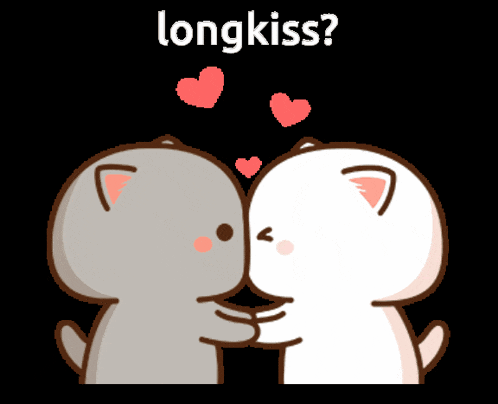 two cartoon cats are kissing with the words longkiss written above them