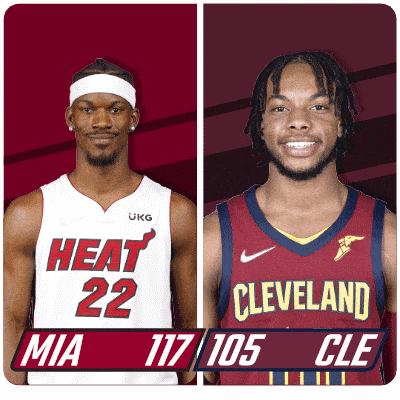 two basketball players one from heat 22 and one from cleveland