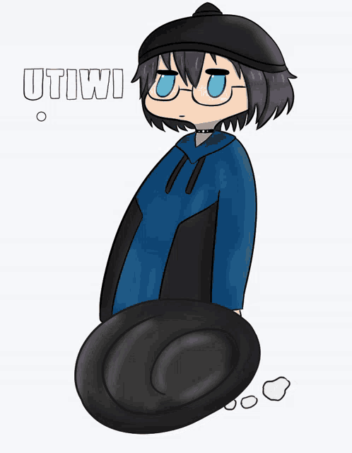 a drawing of a person with the name utiwi written above them