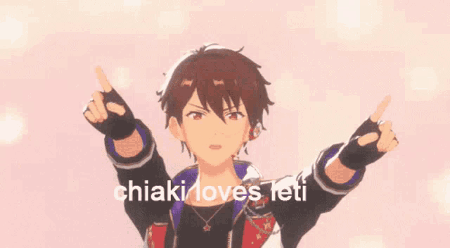 chiaki loves leti is written on a picture of a anime character