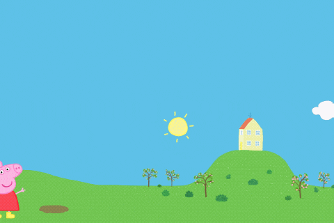 a cartoon of peppa pig says bonne journee in french