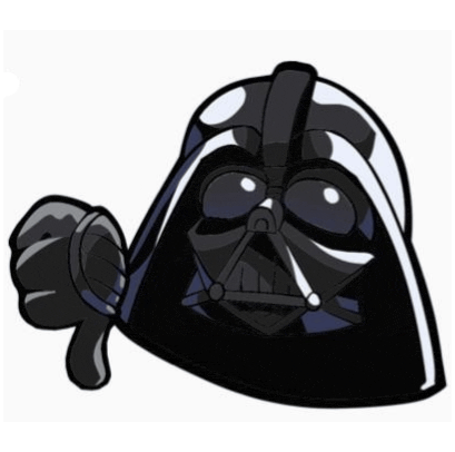 darth vader is giving a thumbs down sign in a cartoon .