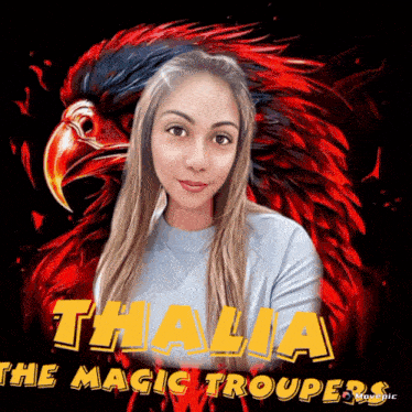 a picture of a girl with the name thalia on it