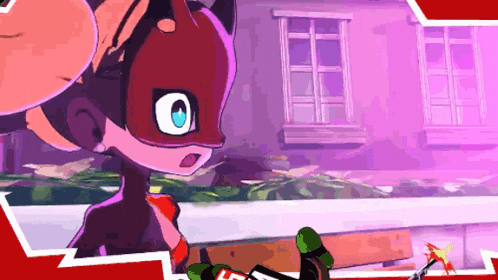 a cartoon character wearing a mask with the letter t on the bottom right