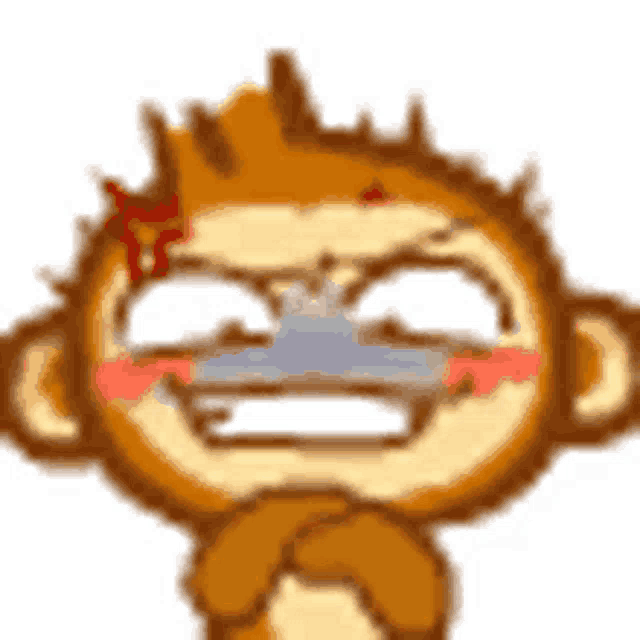 a cartoon monkey with a crown on his head is making a funny face with his eyes closed .