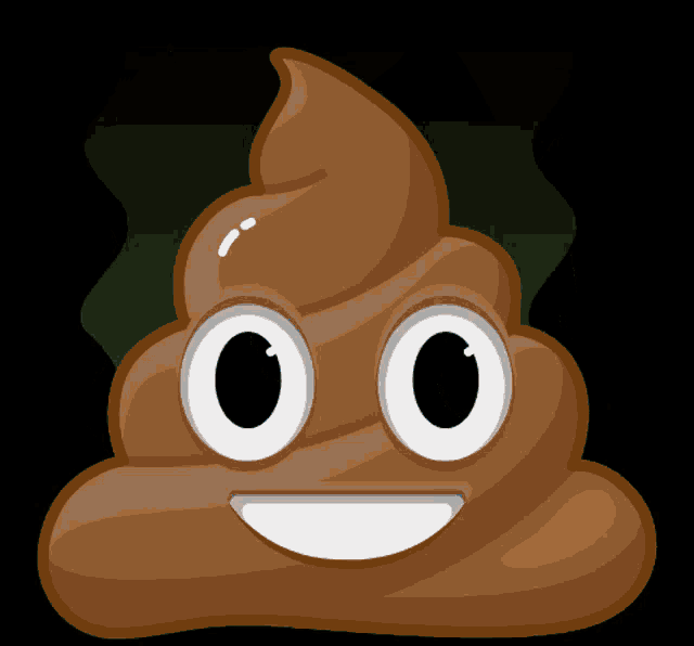 a cartoon illustration of a brown poop with a smiling face